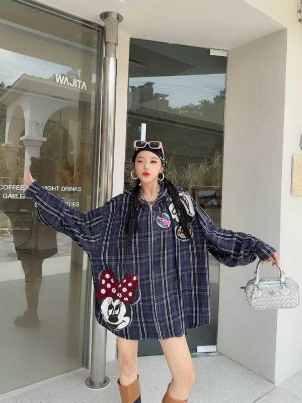 NATURALLY KEMEJA HOODIE MINNIE KOTAK KOTAK