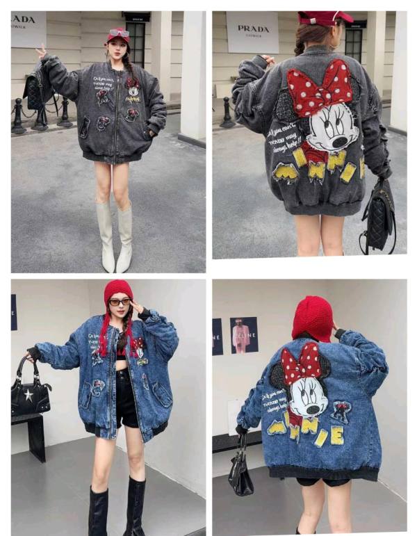 T+TANG JAKET JEANS MINNIE PATCHES BOMBER